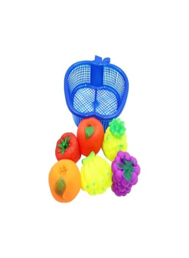 ARTHDEEP Kids Play Food Set, Colorful Plastic Fruit Basket with Orange, Tomatoes, Apple, Grape, Educational Pretend Play Kitchen Toys - Image 2